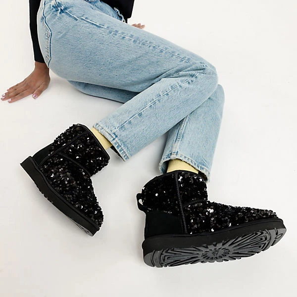 Ugg W Classic Mini Chunky Sequin Winterstiefeletten - Schwarz 4 Ugg W Classic Mini Chunky Sequin Winterstiefeletten - Schwarz – Bild 2