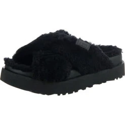 Ugg W Fuzz Sugar Cross Slide Pantoletten - Schwarz