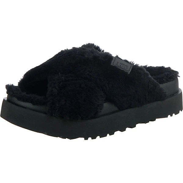 Ugg W Fuzz Sugar Cross Slide Pantoletten - Schwarz 3 Ugg W Fuzz Sugar Cross Slide Pantoletten - Schwarz