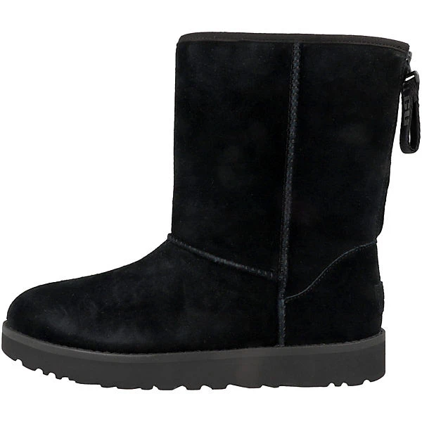 Ugg Australia Classic Short Logo Zip Boots Damen Biker Boots - Schwarz 3 Ugg Australia Classic Short Logo Zip Boots Damen Biker Boots - Schwarz