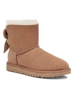 Ugg Lammfell-Boots "Mini Bailey Fluff Bow" In Hellbraun