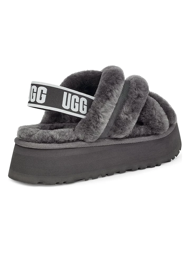Ugg Lammfell-Hausschuhe "Disco Cross Slide" In Grau 4 Ugg Lammfell-Hausschuhe "Disco Cross Slide" In Grau – Bild 2