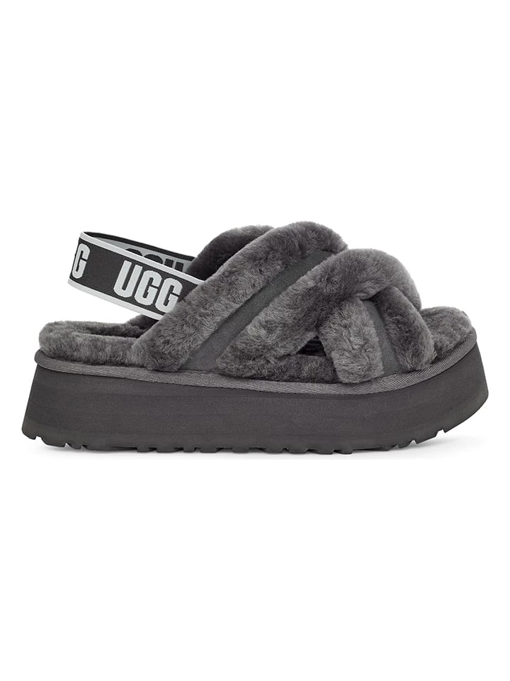 Ugg Lammfell-Hausschuhe "Disco Cross Slide" In Grau 3 Ugg Lammfell-Hausschuhe "Disco Cross Slide" In Grau
