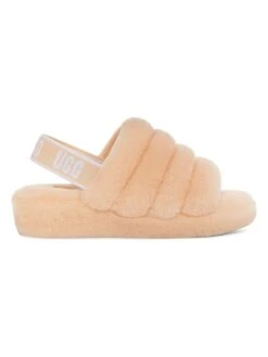 Ugg Lammfell-Hausschuhe "Fluff Yeah Slide" In Beige