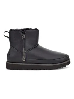 Ugg Leder-Boots "Classic Zip Mini" In Schwarz