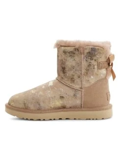 Ugg Leder-Boots "Mini Bailey Bow Gold Wash" In Beige/ Gold -Ugg ugg leder boots mini bailey bow gold wash in beige gold 2