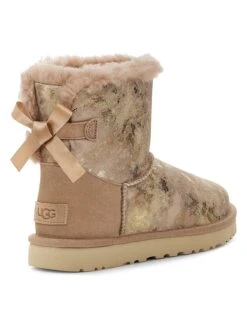 Ugg Leder-Boots "Mini Bailey Bow Gold Wash" In Beige/ Gold -Ugg ugg leder boots mini bailey bow gold wash in beige gold 3