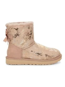 Ugg Leder-Boots "Mini Bailey Bow Gold Wash" In Beige/ Gold -Ugg ugg leder boots mini bailey bow gold wash in beige gold 6