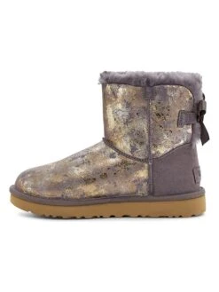 Ugg Leder-Boots "Mini Bailey Bow Gold Wash" In Lila/ Gold -Ugg ugg leder boots mini bailey bow gold wash in lila gold 2